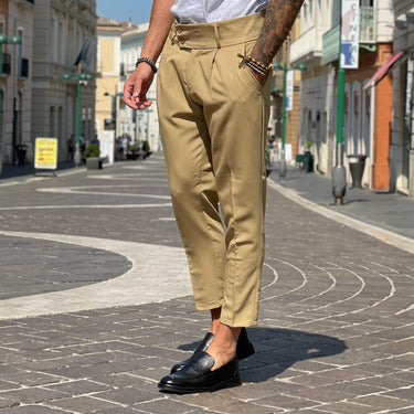 Pantalone beige con Doppio Bottone - FLAG STORE